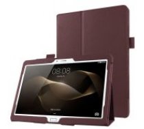 Litchi Skin Leather Stand Case for Huawei MediaPad M2 10 (M2-A01W / M2-A01L) 10.1-inch - Brown - sāniski atverams maciņš ar stendu (ādas maks, grāmatiņa, leather book wallet case     cover stand)