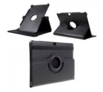 Litchi Skin Leather Case with 360 Degree Rotating Stand for Huawei MediaPad M2 10 (M2-A01W / M2-A01L) 10.1-inch - Black - sāniski atverams maciņš ar stendu (ādas maks, grāmatiņa,     leather book wallet case cover stand)