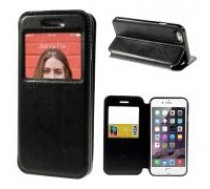 RoarKorea Noble View priekš Apple iPhone 6 Plus / 6S Plus - Melns - sāniski atverams maciņš ar stendu un lodziņu (ādas maks, grāmatiņa, leather book wallet case cover     stand)