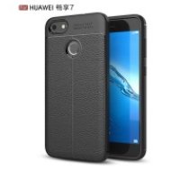 Litchi Skin PU Leather Coated TPU Mobile Phone Case for Huawei P9 Lite mini - Black - ādas imitācijas triecienizturīgs silikona aizmugures apvalks (maciņš, bampers,     vāciņš, slim cover, bumper, back case)