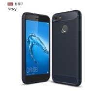 Carbon Fiber Brushed TPU Back Phone Case for Huawei P9 Lite mini - Dark Blue - triecienizturīgs silikona aizmugures apvalks (bampers, vāciņš, slim TPU silicone case shell cover,     bumper)