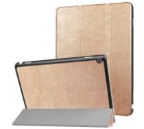 Tri-fold Stand PU Leather Case priekš Huawei MediaPad M3 Lite 10 - Gold - sāniski atverams maciņš ar stendu