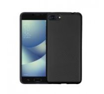 Carbon Fiber Texture TPU Frosted Phone Case for Asus ZenFone 4 Max / Max Pro / Max Plus (ZC554KL) - Black- triecienizturīgs silikona aizmugures apvalks (bampers, vāciņš, slim TPU     silicone case shell cover, bumper)