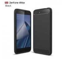 Carbon Fiber Brushed TPU Back Phone Case for Asus ZenFone 4 Max / Max Pro / Max Plus (ZC554KL) - Black - triecienizturīgs silikona aizmugures apvalks (bampers, vāciņš, slim TPU     silicone case shell cover, bumper)