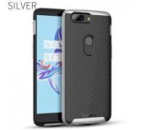 IPAKY 2-Piece PC Frame and TPU Phone Case for OnePlus 5T - Silver - silikona ar plastikas rāmi aizmugures apvalks (bampers, vāciņš, TPU silicone cover, bumper shell)