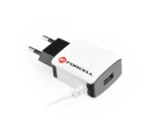 Forcell Micro USB travel charger 1A Tīkla lādētājs ar microUSB vadu - Melns / Balts - USB tīkla lādētājs