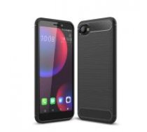 Carbon Fiber Brushed TPU Back Phone Case for HTC Desire 12 - Black - triecienizturīgs silikona aizmugures apvalks (bampers, vāciņš, slim TPU silicone case shell cover,     bumper)