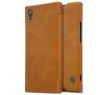 NILLKIN Qin Series Card Holder Leather Case priekš Sony Xperia XA1 Plus G3412 - Brūns - sāniski atverams maciņš (ādas maks, grāmatiņa, leather book wallet case     cover)