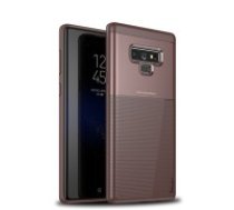 IPAKY Grid Pattern PC Frame and TPU Combo Phone Case priekš Samsung Galaxy Note 9 N960 - Brūns - silikona ar plastikas rāmi aizmugures apvalks (bampers, vāciņš, TPU     silicone cover, bumper shell)