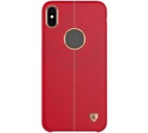 NILLKIN Englon Textured Leather Skin Hard Back Case priekš Apple iPhone XS Max - Sarkans - ādas aizmugures apvalks (bampers, vāciņš, leather cover, bumper)