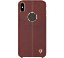 NILLKIN Englon Textured Leather Skin Hard Back Case priekš Apple iPhone XS Max - Brūns - ādas aizmugures apvalks (bampers, vāciņš, leather cover, bumper)