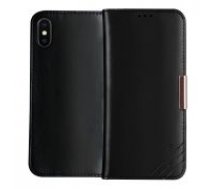 Dzgogo Royale II series priekš Apple iPhone XS Max - Melns - dabīgās ādas maciņš sāniski atverams ar stendu (maks, grāmatiņa, genuine leather book wallet case cover     stand)