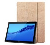 Tri-fold Stand PU Smart Auto Wake/Sleep Leather Case priekš Huawei MediaPad T5 10.1 - Rozā Zelts - sāniski atverams maciņš ar stendu