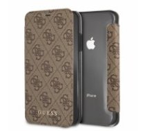 Guess Charms series GUFLBKI65GF4GBR priekš Apple iPhone XS Max - Brūns - sāniski atverams maciņš (ādas maks, grāmatiņa, leather book wallet case cover)