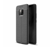 Litchi Skin PU Leather Coated TPU Mobile Phone Case for Huawei Mate 20 Pro - Melns - ādas imitācijas triecienizturīgs silikona aizmugures apvalks (maciņš, bampers,     vāciņš, slim cover, bumper, back case)