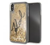 Karl Lagerfeld Glitter Liquid Stars Signature series KLHCI65TRKSIGGO priekš Apple iPhone XS Max - Zelts - plastikāta apvalks (bampers, vāciņš, slim TPU case cover,     bumper)