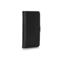 Leather Case Book Universal priekš telefoniem ar ekrānu izmēru 4.3 - 4.8 inch - Melns - universāls sāniski atverams maciņš ar stendu (ādas maks, grāmatiņa, leather     book wallet case cover stand)