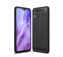 Carbon Fiber Brushed TPU Back Phone Case priekš Huawei Honor 8X - Melns - triecienizturīgs silikona aizmugures apvalks (bampers, vāciņš, slim TPU silicone case shell     cover, bumper)
