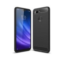 Carbon Fiber Brushed TPU Back Phone Case priekš Xiaomi Mi 8 Lite - Melns - triecienizturīgs silikona aizmugures apvalks (bampers, vāciņš, slim TPU silicone case shell     cover, bumper)