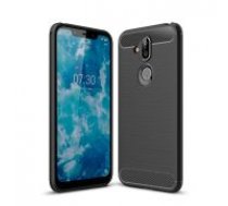 Carbon Fiber Brushed TPU Back Phone Case priekš Nokia 8.1 (2018) - Melns - triecienizturīgs silikona aizmugures apvalks (bampers, vāciņš, slim TPU silicone case shell     cover, bumper)