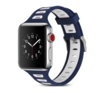 Dual Color Silicone Watch Band priekš Apple Watch 38 / 40 / 41 mm / Series 10 / 11 (42mm) - Tumši Zils/Balts - silikona siksniņas (jostas) priekš pulksteņiem
