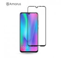 AMORUS Full Glue Silk Printing Tempered Glass Full Screen Protector priekš Huawei P Smart (2019) / Honor 10 Lite - Melns - Ekrāna Aizsargstikls / Bruņota Stikla Aizsargplēve     (Full screen size curved)