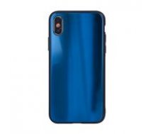Aurora Glass Back Case priekš Huawei Y6 / Y6 Prime (2019) / Honor 8A - Tumši Zils - silikona un stikla aizmugures apvalks (bampers, vāciņš, TPU back cover,     bumper shell)