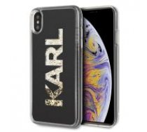 Karl Lagerfeld Glitter Karl Logo series KLHCI65KAGBK priekš Apple iPhone XS Max - Melns - plastikāta apvalks (bampers, vāciņš, slim TPU case cover, bumper)