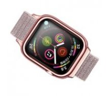 Usams Nylon Sport Mode Wrist Band with PC Case priekš Apple Watch Series 4 / 5 / 6 / SE (40mm) - Rozā Zelts - neilona siksniņas (jostas) ar plastikātu apvalku pulksteņiem