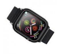 Usams US-ZB074 Nylon Sport Mode Wrist Band with PC Case priekš Apple Watch Series 4 / 5 / 6 / SE (44mm) - Melns - neilona siksniņas (jostas) ar plastikātu apvalku     pulksteņiem