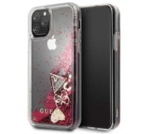 Guess Glitter Hearts Liquid series GUHCN65GLHFLRA priekš Apple iPhone 11 Pro Max - Sarkans - plastikāta apvalks (bampers, vāciņš, slim TPU case cover, bumper)