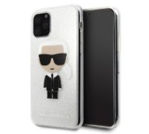 Karl Lagerfeld Iconic Karl Glitter series Back Case KLHCN65TPUTRIKSL priekš Apple iPhone 11 Pro Max - Sudrabains - silikona-plastikāta apvalks / maciņš