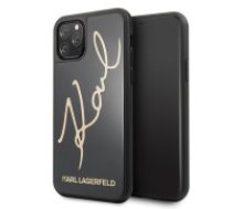 Karl Lagerfeld Glitter Karl Signature series Back Case KLHCN58DLKSBK priekš Apple iPhone 11 Pro - Melns - silikona un stikla aizmugures apvalks / maciņš