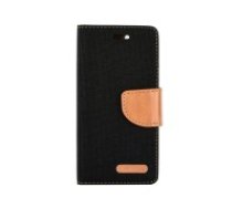 Canvas Book Case priekš Huawei P8 Lite - Melns - sāniski atverams maciņš ar stendu (ādas maks, grāmatiņa, leather book wallet case cover stand)