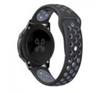 20mm Bi-color Soft Silicone Watch Strap Replacement - Melns / Pelēks - silikona siksniņas (jostas) priekš pulksteņiem