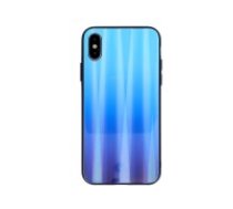 Aurora Glass Back Case priekš Huawei P Smart (2019) / Honor 10 Lite - Gaiši Zils - silikona un stikla aizmugures apvalks (bampers, vāciņš, TPU back cover,     bumper shell)