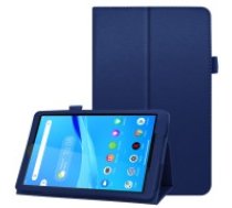 Litchi Texture PU Leather Tablet Case priekš Lenovo Tab M8 TB-8505 / TB-8506 3rd Gen - Tumši Zils - sāniski atverams mākslīgas ādas maciņš ar stendu