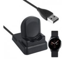 Wireless Charging Dock Cradle Station with Cable priekš Samsung Galaxy Watch Active 2 - Melns - Universāls induktīvs bezvadu USB lādētājs paliktnis (EP-OR500 analogs)