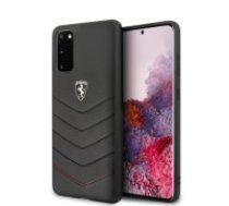 Ferrari Leather Hardcase FEHQUHCS62BK priekš Samsung Galaxy S20 G980 - Melns - ādas aizmugures apvalks / bampers-vāciņš