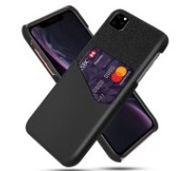 KSQ PC / PU / Cloth Hybrid Back Cover with Card Slot priekš Apple iPhone 11 - Melns - mākslīgās ādas / plastikas aizmugures maciņš ar kabatiņu priekš     kartēm