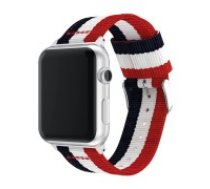 Metal Buckle Woven Nylon Smart Watch Strap priekš Apple Watch 38 / 40 / 41 mm / Series 10 / 11 (42mm) - Zils / Balts / Sarkans - neilona siksniņas (jostas) pulksteņiem