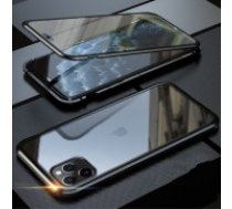Magnetic Full Glass Back Case priekš Samsung Galaxy Note 20 N980 - Melns - alumīnija bampers ar priekšējo un aizmugurējo aizsargstiklu