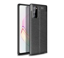 Litchi Skin PU Leather Coated TPU Mobile Phone Case priekš Samsung Galaxy Note 20 N980 - Melns - ādas imitācijas triecienizturīgs silikona aizmugures apvalks / bampers-vāciņš