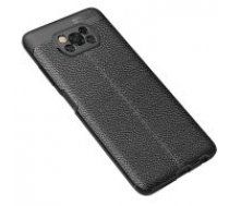 Litchi Skin PU Leather Coated TPU Mobile Phone Case priekš Xiaomi Poco X3 NFC / X3 Pro - Melns - ādas imitācijas triecienizturīgs silikona aizmugures apvalks /     maciņš-bampers