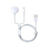 Devia 2in1 Smart Lightning cable with Inductive Charger for Apple Watch - Balts - vads / kabelis ar induktīvu bezvadu lādētāju / paliktni priekš viedpulksteņiem