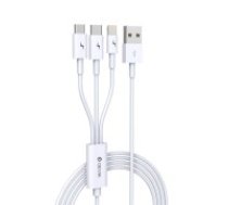 Devia 1.2M 3in1 Smart 2A USB to Lightning / Micro USB / Type-C - Balts - universāls lādēšanas un datu kabelis / vads