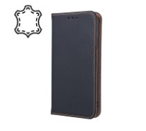 Genuine Leather Case Smart Pro priekš Samsung Galaxy A32 4G A325 - Melns - dabīgās ādas maciņš sāniski atverams ar stendu