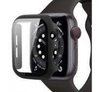 Tech-Protect Defense 360 Case with Tempered Glass priekš Apple Watch Series 4 / 5 / 6 / SE (40mm) - Melns - plastikāta apvalks viedpulksteņiem ar aizsargstiklu