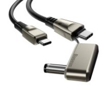 Baseus 2M 2in1 Flash 5A 100W Type-C to Type-C / 5.5 x 2.5 mm Laptop power cable priekš Macbook / Xiaomi / Asus / Toshiba / HP / Compaq / Lenovo - Melns - USB-C     lādēšanas un datu kabelis / vads portatīvajiem datoriem