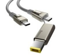 Baseus 2M 2in1 Flash 5A 100W Type-C to Type-C / DC Laptop power cable priekš Lenovo / IBM / Macbook / Xiaomi - Pelēks - USB-C lādēšanas un datu kabelis / vads     portatīvajiem datoriem